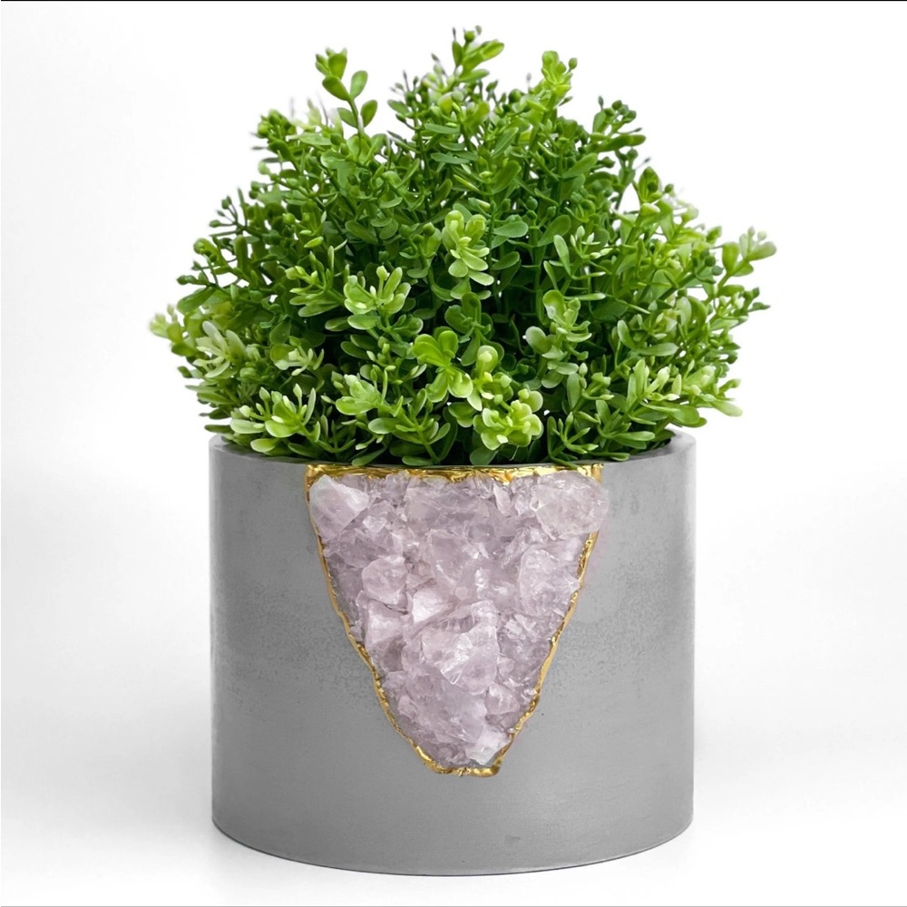 CLEARANCE Rose Quartz Geode Planter